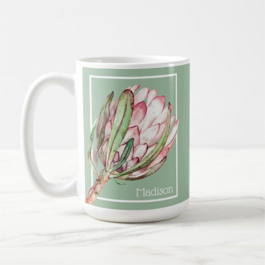 Mug Fleur de Protea tropicale sur vert (Gauche)