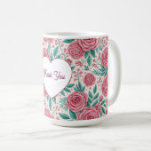 Mug Fleur de Rose Cœur Merci (Devant droit)