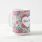 Mug Fleur de Rose Cœur Merci (Devant gauche)
