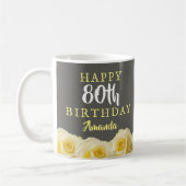 Mug Fleur de rose jaune 80e anniversaire (Gauche)