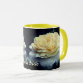 Mug Fleur de rose jaune doux personnalisée (Devant droit)