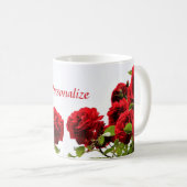 Mug Fleur de rose rouge romantique (Devant droit)
