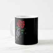 Mug Fleur de rose rouge squelette (Devant gauche)