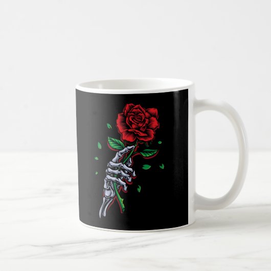 Mug Fleur de rose rouge squelette (Droite)