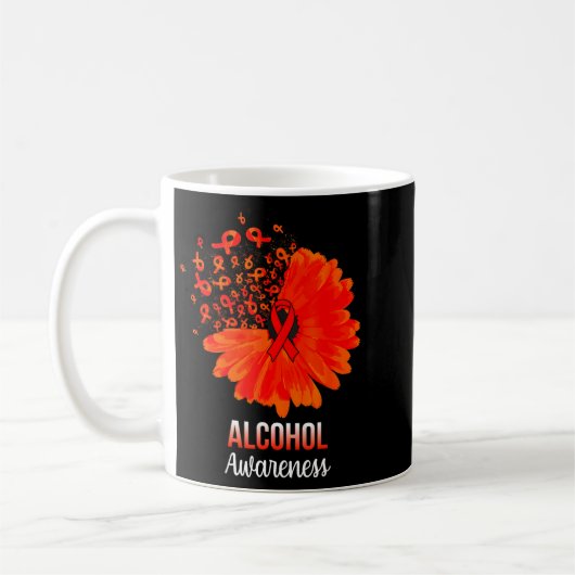 Mug Fleur de ruban rouge de sensibilisation à l'alcool (Gauche)