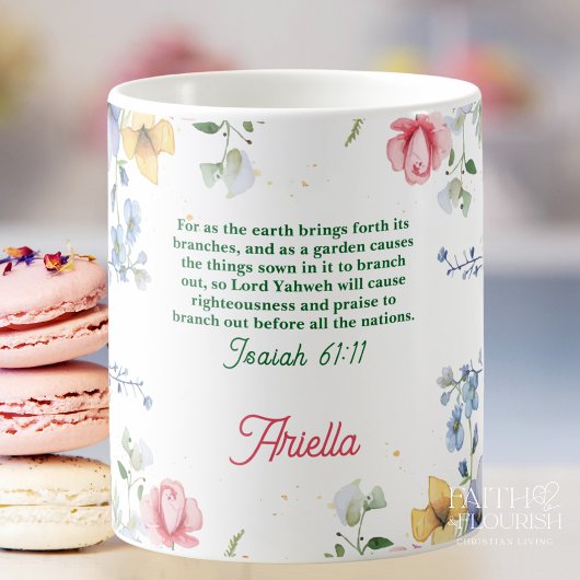 Mug Fleur de Scripture Aquarelle Personnalisée