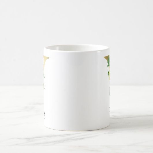 Mug Fleur de tournesol dorée monogrammée initiale Y (Centre)