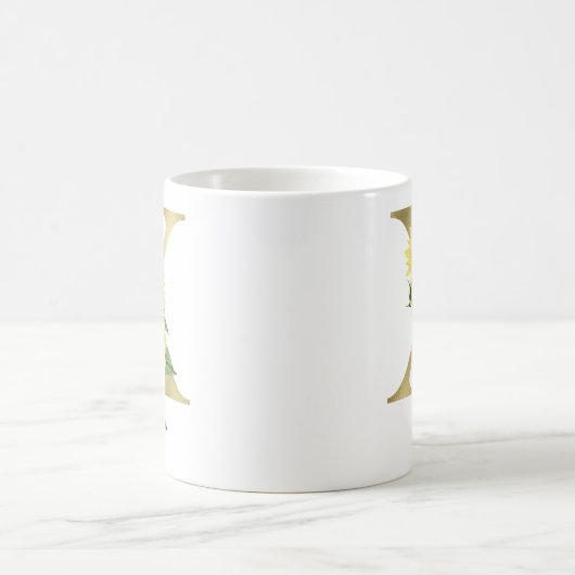 Mug Fleur de tournesol florale en or initial X personn (Centre)