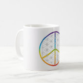 Mug Fleur de vie Design Paix + Symbole d'amour Arc en  (Devant gauche)