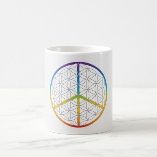 Mug Fleur de vie Design Paix + Symbole d'amour Arc en  (Centre)