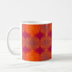 Mug Fleur de vie - motif de timbre - rose orange