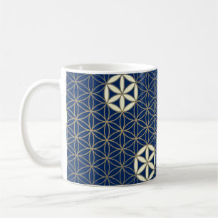 Mug Fleur de vie - motif sans soudure - beige bleu