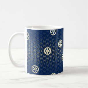 Mug Fleur de vie - motif sans soudure - beige bleu