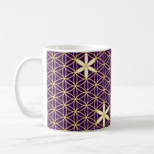 Mug Fleur De Vie - motif sans soudure - doré (Gauche)
