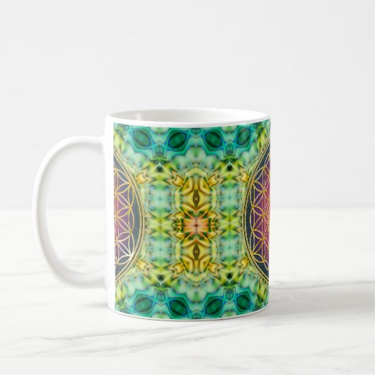 Mug Fleur de vie - or - fractale 2 (Gauche)