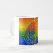 Mug Fleur de vie - Ornement Arc-en-ciel or (Devant gauche)
