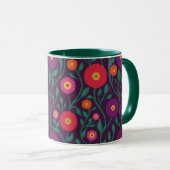 Mug Fleur de vigne du milieu du siècle | Prune de guir (Devant droit)