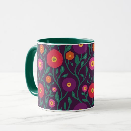 Mug Fleur de vigne du milieu du siècle | Prune de guir (Devant gauche)