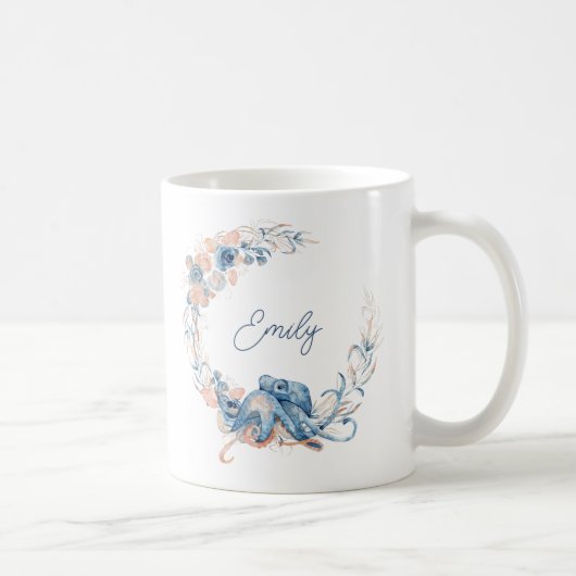 Mug Fleur d'eau élégante bleue (Droite)