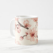 Mug Fleur délicate de cerisier sans couture florale (Devant gauche)