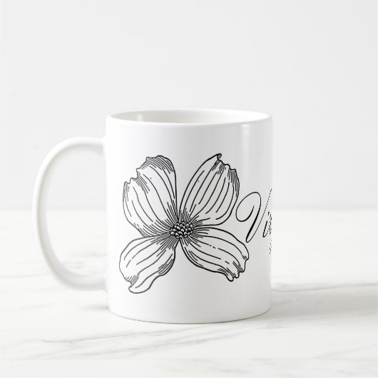 Mug Fleur d'état de cornouiller et blanc de noir de (Gauche)