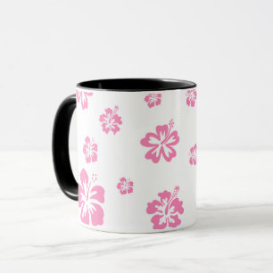 Mug Fleur d'Hibiscus Rose & Blanc Personnalisée
