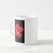 Mug Fleur d'Hibiscus rouge rose chaud sur noir (Devant gauche)