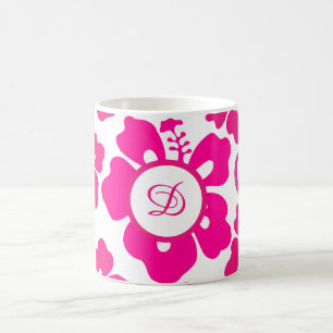 Mug fleur d'hibiscus tropical hawaii rose