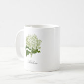 Mug Fleur d'hortensia verte et blanche et nom personna (Devant gauche)