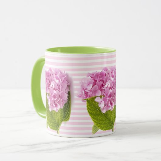 Mug Fleur d'Hydrangée rose (Devant gauche)