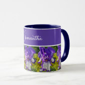 Mug Fleur d'Iris Bleu Fleurs Fleurs Fleurs Femmes Nom  (Devant droit)