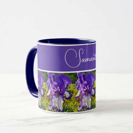Mug Fleur d'Iris Bleu Fleurs Fleurs Fleurs Femmes Nom  (Devant gauche)