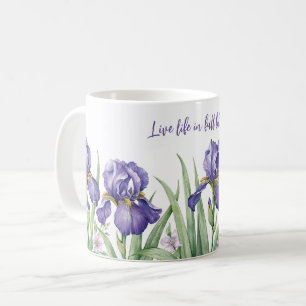 Mug Fleur d'iris pourpre aquarelle avec message person