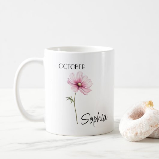 Mug Fleur d'octobre personnalisée (Avec donut)