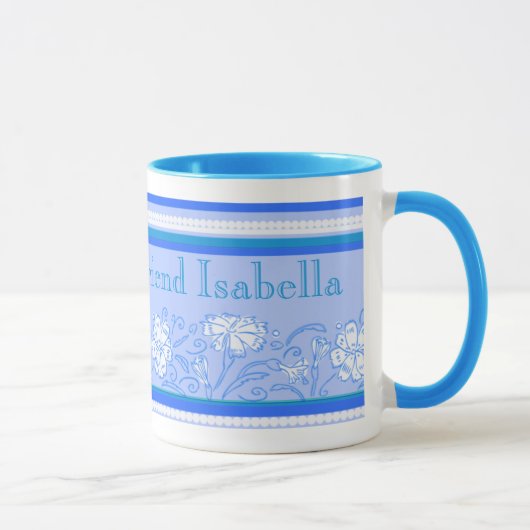 Mug fleur d'œillet bleu cher ami (Droite)