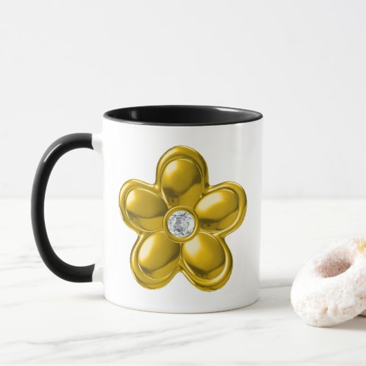 MUG FLEUR D'OR AVEC DIAMONDE (Avec donut)