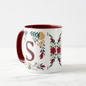 Mug Fleur d'or vert Bourgogne décorée Initiale (Devant gauche)