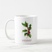 Mug Fleur du mois de décembre Rouge et vert Houx (Gauche)