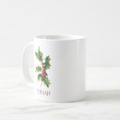 Mug Fleur du mois de décembre Rouge et verte houx (Devant gauche)