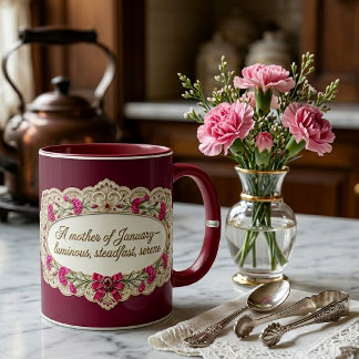 Mug Fleur du mois de janvier Œillet Citation de mère