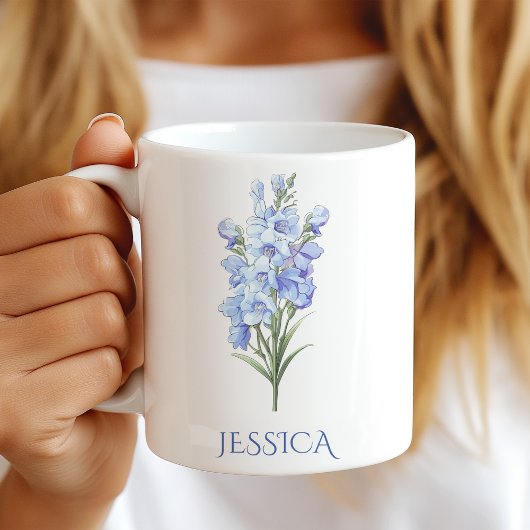 Mug Fleur du mois de juillet Delphinium bleu
