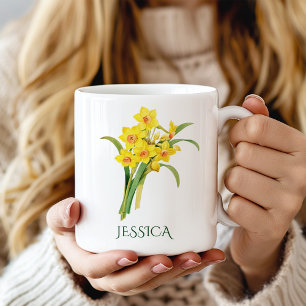 Mug Fleur du mois de mars Jaune Narcisse