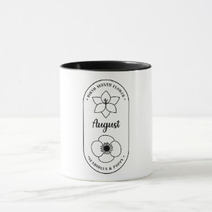 Mug Fleur du mois de naissance Août Glaïeul Poppy