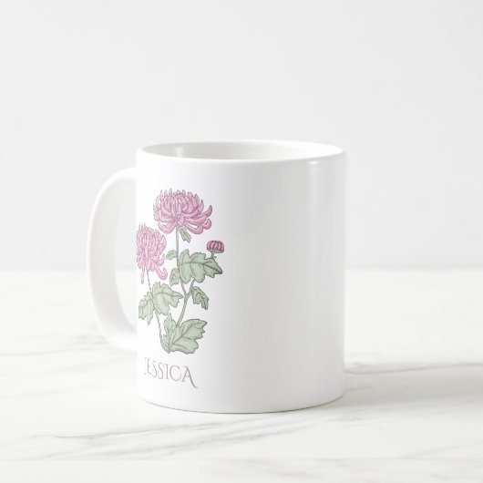 Mug Fleur du mois de naissance Chrysanthème pourpre No (Devant gauche)