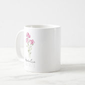 Mug Fleur du mois de naissance d'avril avec nom – Pois (Devant gauche)