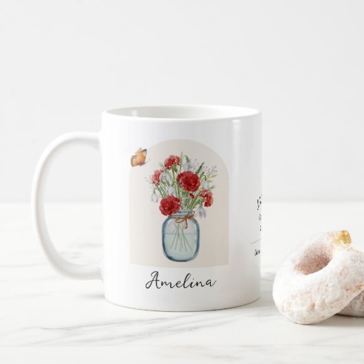 Mug fleur du mois de naissance de janvier (Avec donut)