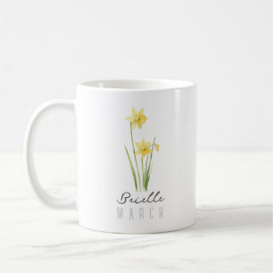 Mug Fleur du mois de naissance de mars avec nom – Jonq