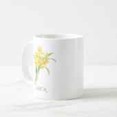 Mug Fleur du mois de naissance de mars Jonquille jaune (Devant gauche)