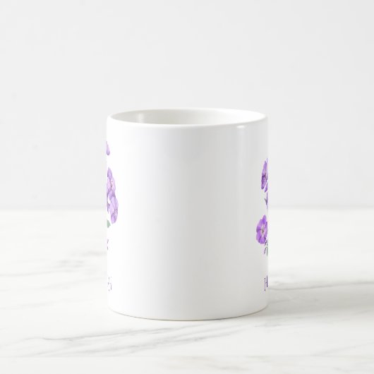Mug Fleur du mois de naissance février Violet pourpre (Centre)
