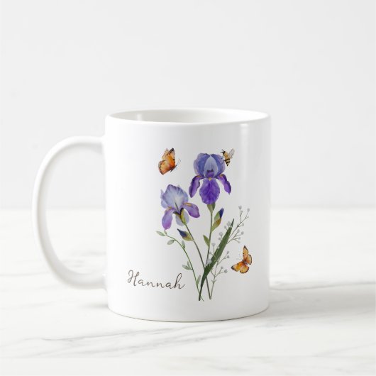 Mug Fleur du mois de naissance Iris (Gauche)